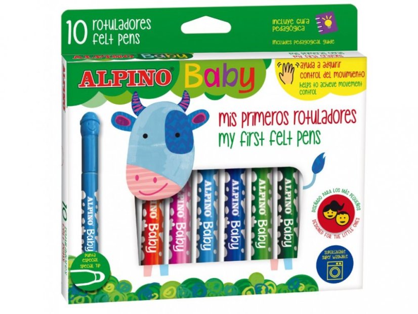 Alpino Baby Detské Fixky 10 ks | Ergonomické Farebné Fixky pre Najmenších