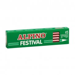 Krabice 12 barevných tužek Alpino Festival červená