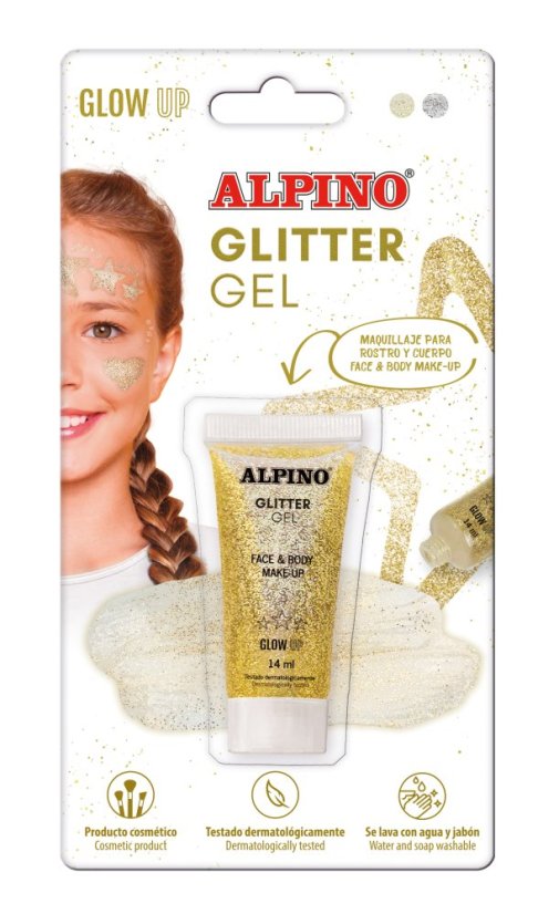 Alpino třpytivý gel na obličej a tělo metalická zlatá 14ml