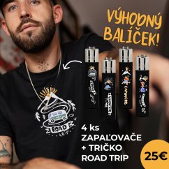 Výhodný balíček UNISEX Tričko kolekce Forest Life - Road Trip a 4ks zapaľovačov CLIPPER® - black