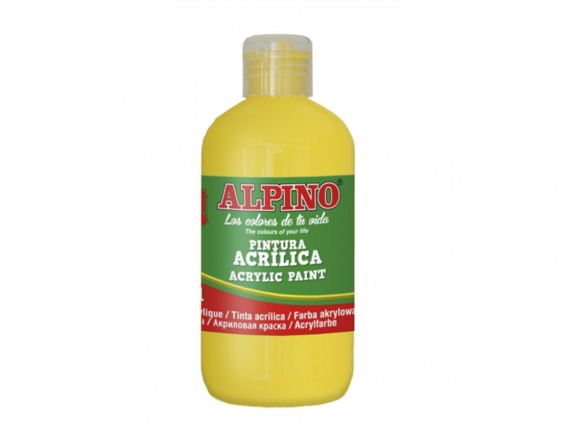 Fľaša akrylové farby do školy 250ml. žltá