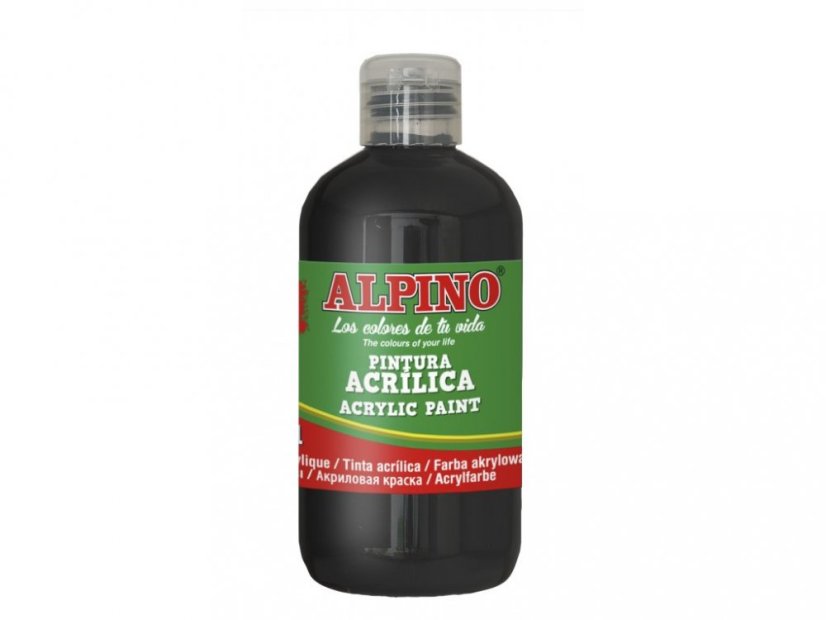 Láhev akrylové barvy do školy 250ml. černá Láhev akrylové barvy do školy 250ml. černá