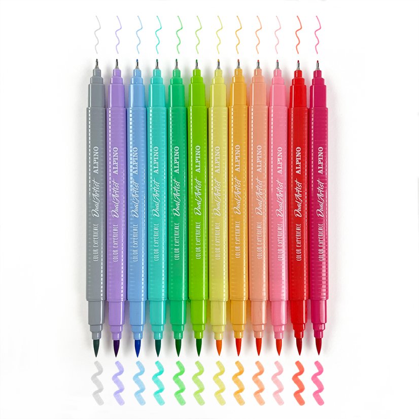 Alpino Balenie 12ks fixiek Color Experience s dvojitým hrotom Pastel