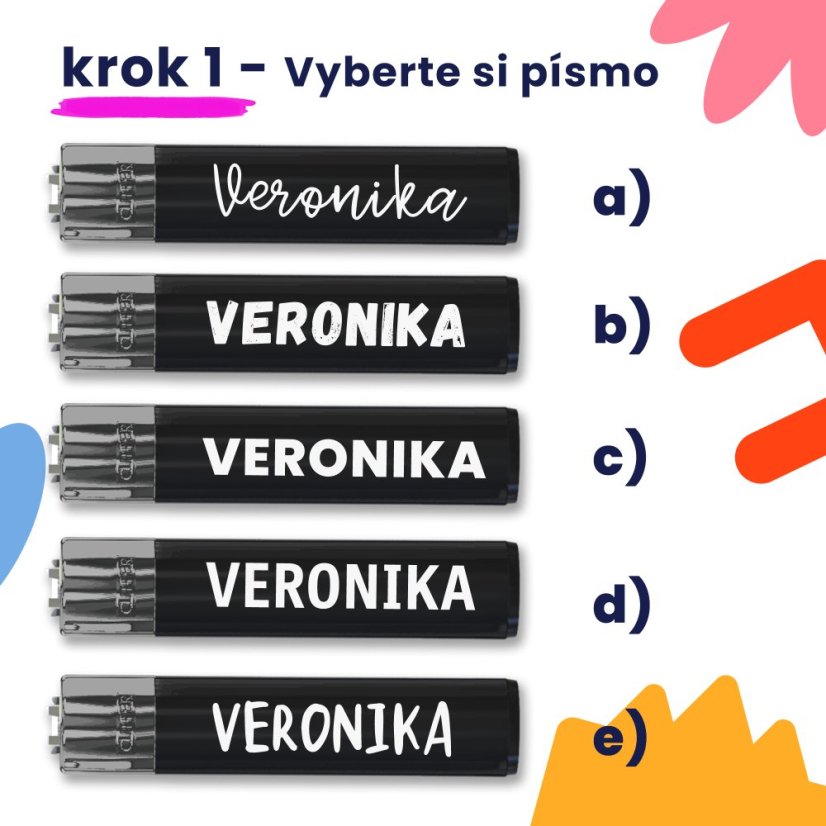 Vytvoř si svůj vlastní zapalovač CLIPPER 1ks černý - Barva: #01, Písmo: c)