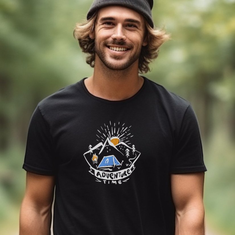 Výhodný balíček UNISEX Tričko kolekcie Forest Life - Adventure Time a 4ks zapaľovačov CLIPPER® - black - Veľkosť Trička: L