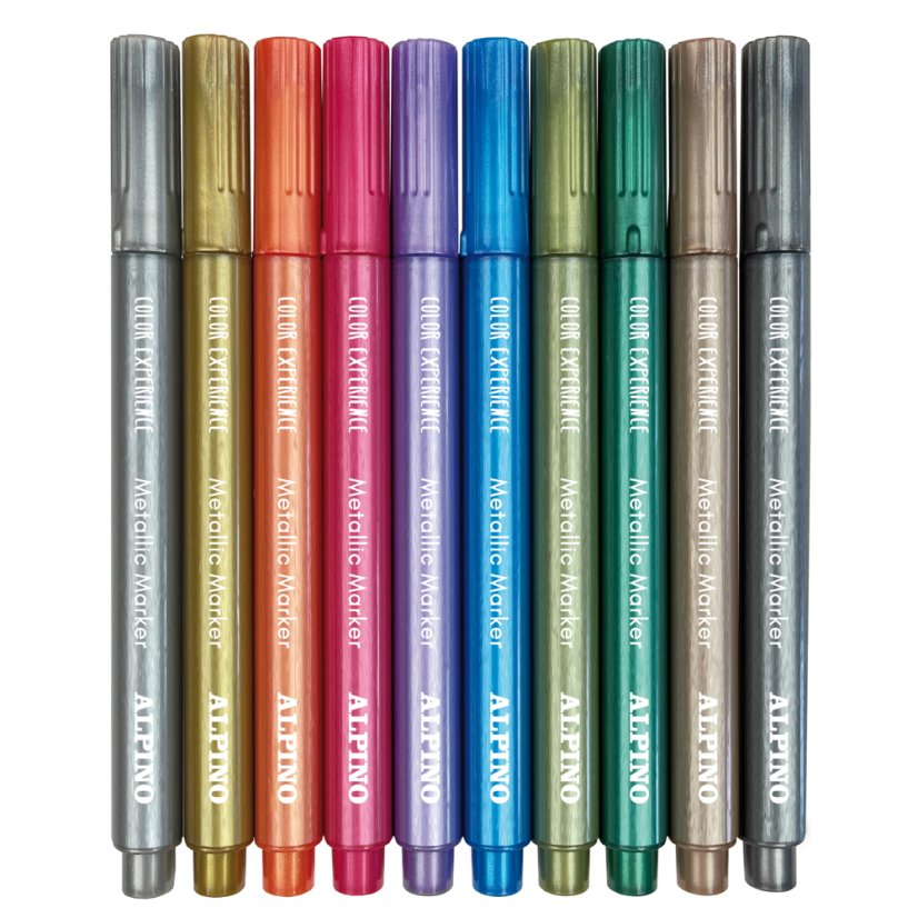 Alpino Color Experience Metalické Fixy 10 ks | Fixy na Sklo Dřevo Kámen a Papír