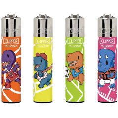 CLIPPER® zapaľovače 4 ks – Dino Sports | plniteľné CP11 veľké