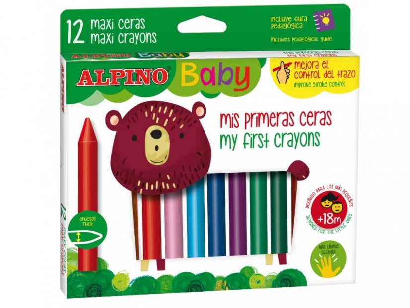 Alpino Baby Dětské Voskovky 12 ks | Ergonomické Pastelky pro Nejmenší