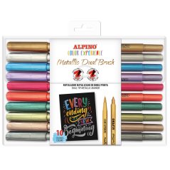 Alpino 10ks Metalických fixiek Dual BrushColour Experience