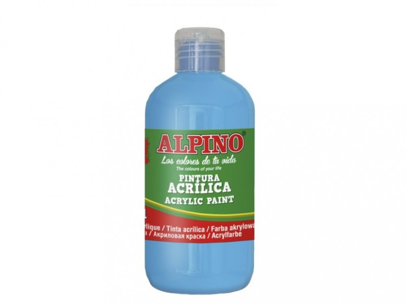 Láhev akrylové barvy do školy 250ml. modrá azurová