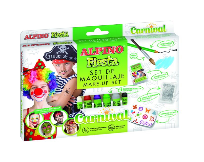 DL000106 01 Set Carnival 6 unid.de 5 grs. maquillaje Alpino Fiesta col. Surt.