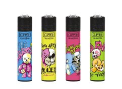 CLIPPER® zapaľovače 4 ks – Bear Skulls | plniteľné CP11 veľké