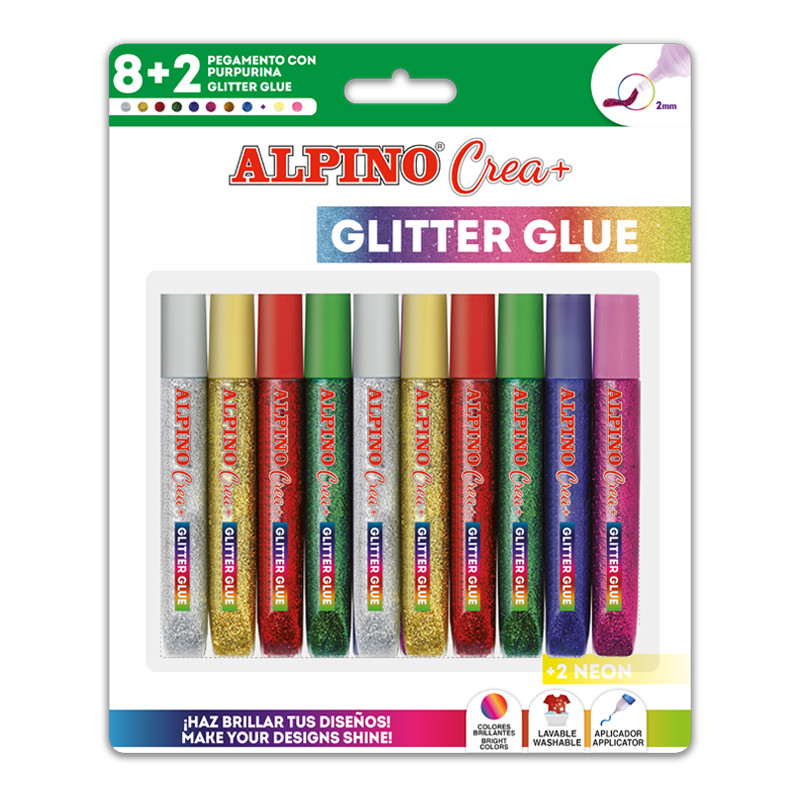 Alpino Crea třpytivé lepidlo 10ks - základní a neonové barvy