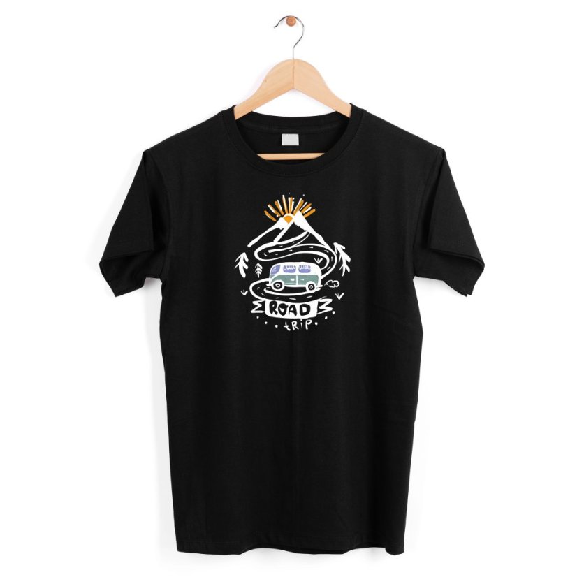 Výhodný balíček UNISEX Tričko kolekce Forest Life - Road Trip a 4ks zapaľovačov CLIPPER® - black - Velikost: M