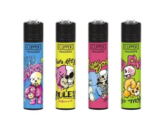 CLIPPER® zapaľovače 4 ks – Bear Skulls | plniteľné CP11 veľké