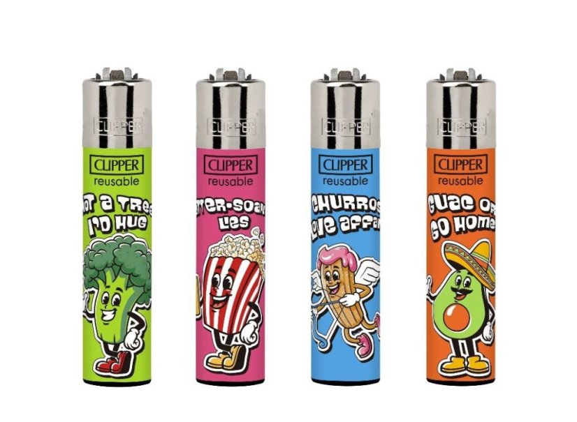 CLIPPER® zapalovače 4 ks – LOL Food | plnitelné CP11 velké