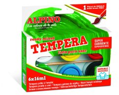 DM010918 01 Tempera Alpino 6 x 16 ml. bandeja pincel