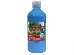Fľaša temperové farby do školy 500 ml. modrá azúrová