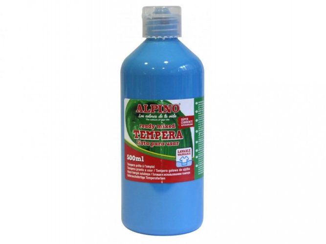 Fľaša temperové farby do školy 500 ml. modrá azúrová