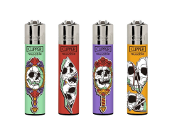 CLIPPER® zapalovače 4 ks – Mirror Skulls | plnitelné CP11 velké