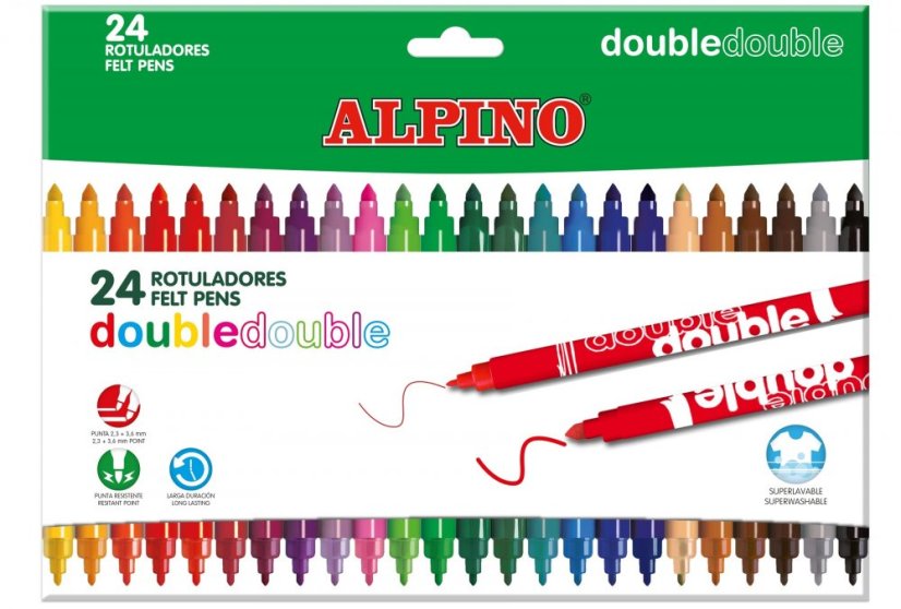 Balení 24 barevných fixů Alpino Double double