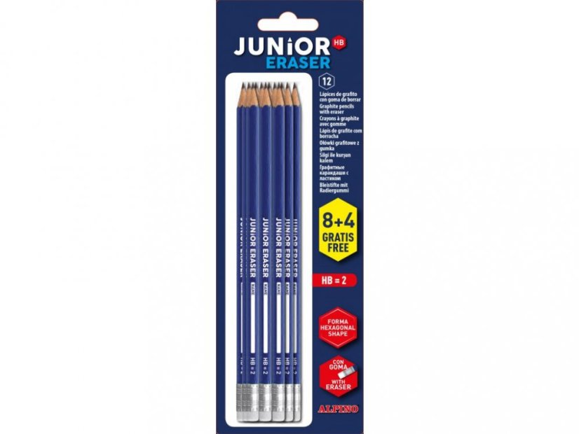 Balenie 8 ceruziek Alpino Graph s gumou + 4 zdarma