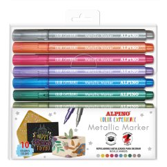 Alpino Color Experience Metalické Fixky 10 ks | Fixy na Sklo Drevo Kameň a Papier