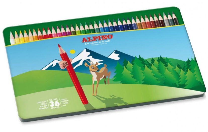 AL010760 01 Estuche 36 lápices Alpino, metal