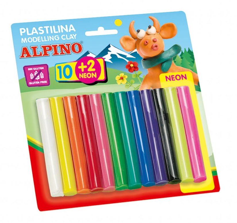 DP000018 01 Blister 10 2 rollitos de plastilina Alpino, 17 grs. NEON