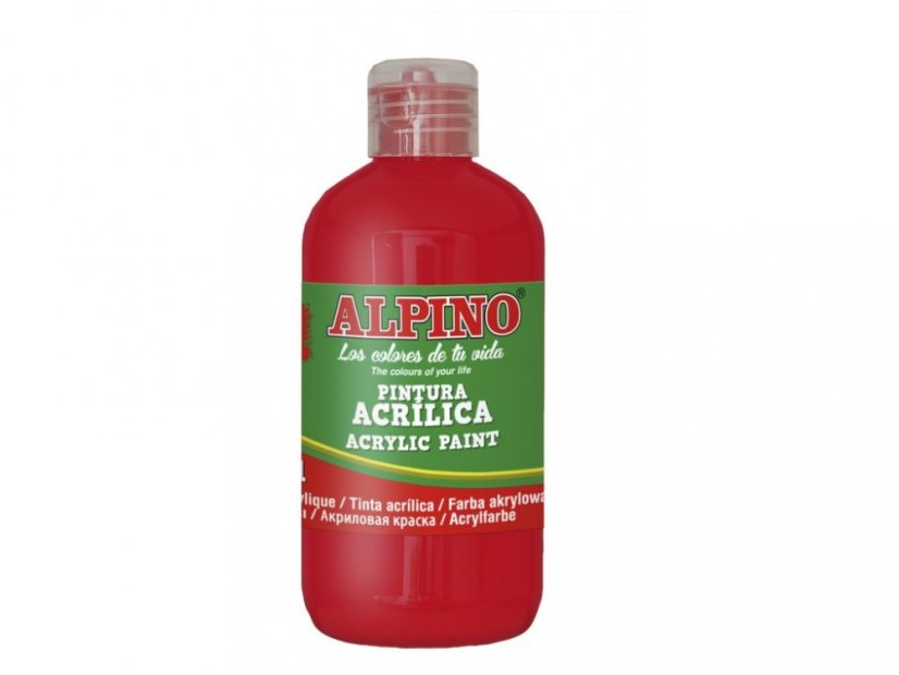 Láhev akrylové barvy do školy 250ml. červená