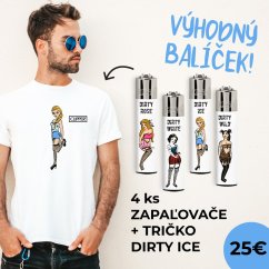 Výhodný balíček UNISEX Tričko kolekce Dirty Ice a 4ks zapaľovačov CLIPPER®