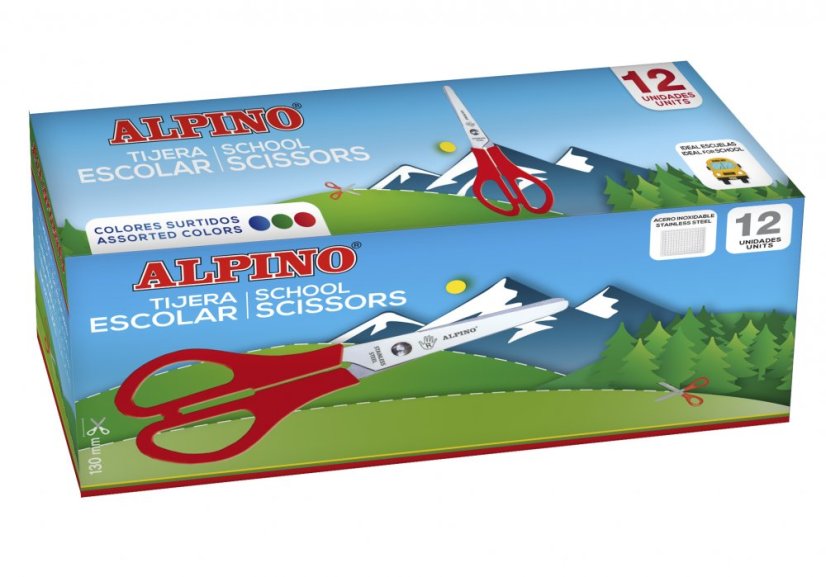 Balení 12ks školních nůžek Alpino 130 mm