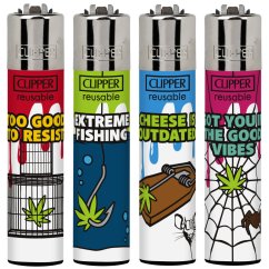 CLIPPER® zapaľovače 4 ks – Green Bait | plniteľné CP11 veľké