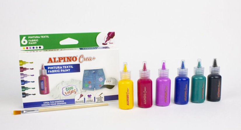Alpino Crea+ farby na textil 6ks - základné farby