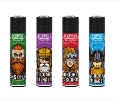 CLIPPER® zapaľovače 4 ks – Kings of Valhala | plniteľné CP11 veľké