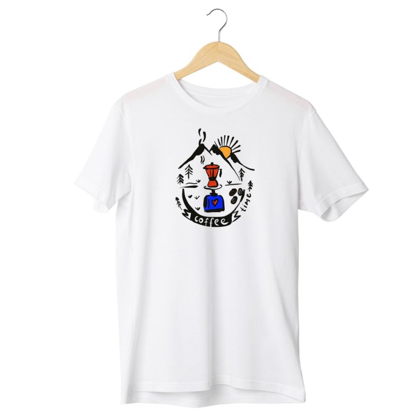 UNISEX Tričko Forest Life - Coffee Time CLIPPER® white - Velikost: M