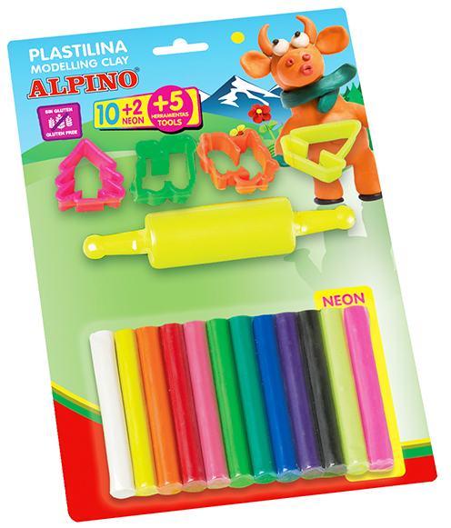 DP000052 01 Blister 10 2 rollitos de plastilina Alpino,herramientas 17 grs. DP000052 01 Blister 10 2 rollitos de plastilina Alpino,herramientas 17 grs.