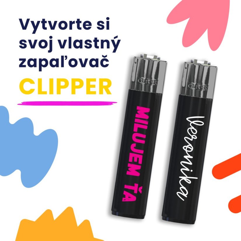 Vytvoř si svůj vlastní zapalovač CLIPPER 1ks černý - Barva: #01, Písmo: c)